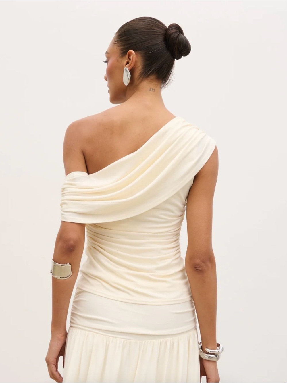Lydia Ruched Off-Shoulder Cream Top - Picture 6 of 6